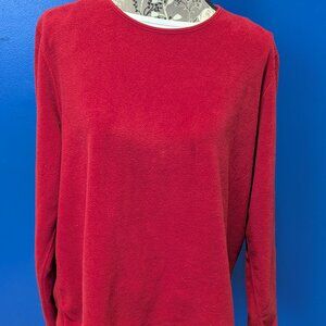 Classic Chunky Red Lands End Red Fleece Sweatshirt XL (18-20)